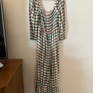 Maeve by Anthropologie Women Cerie Plaid Long Sleeve Smocked Maxi Dress. Size L